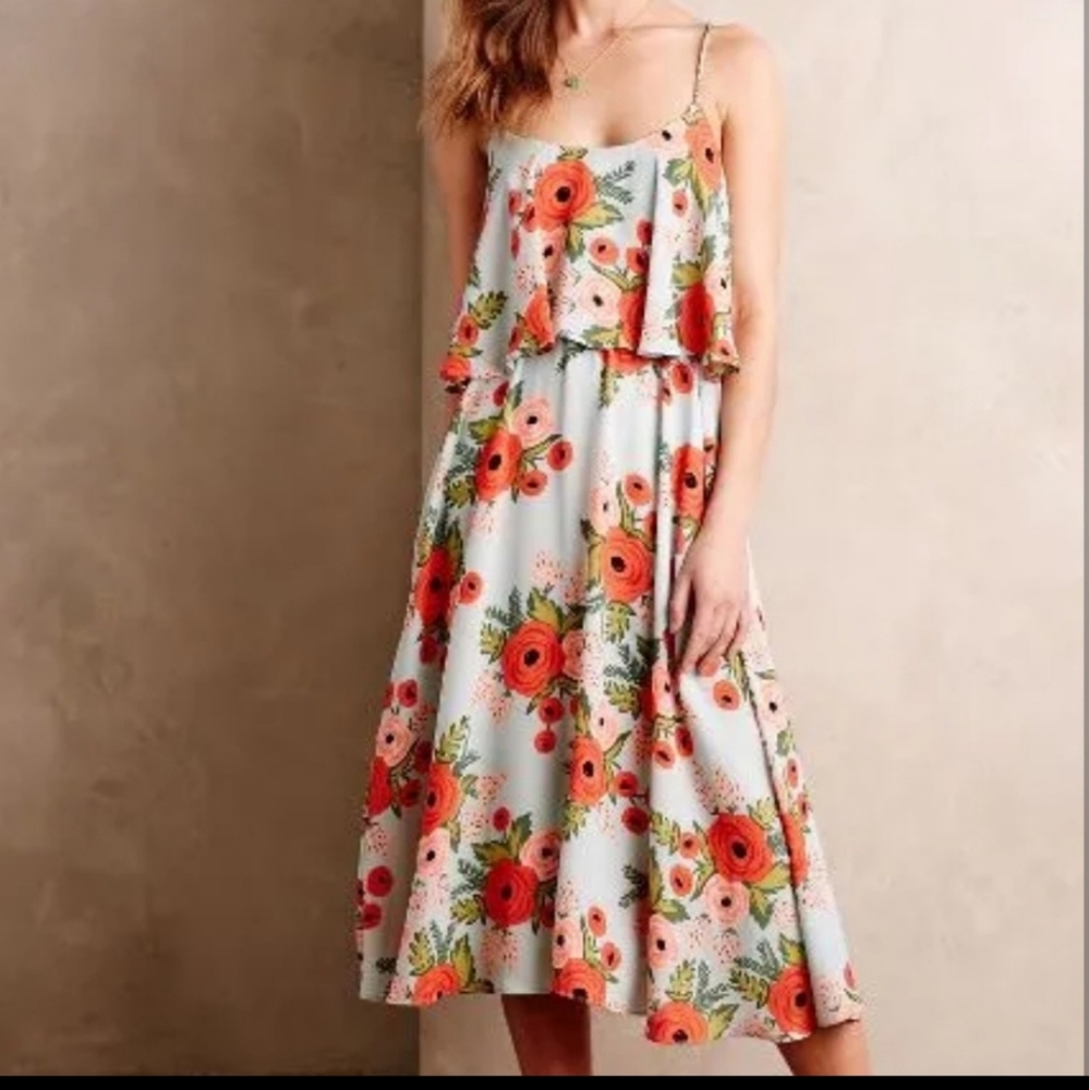 Anthropologie Paper Crown Poppy Dress